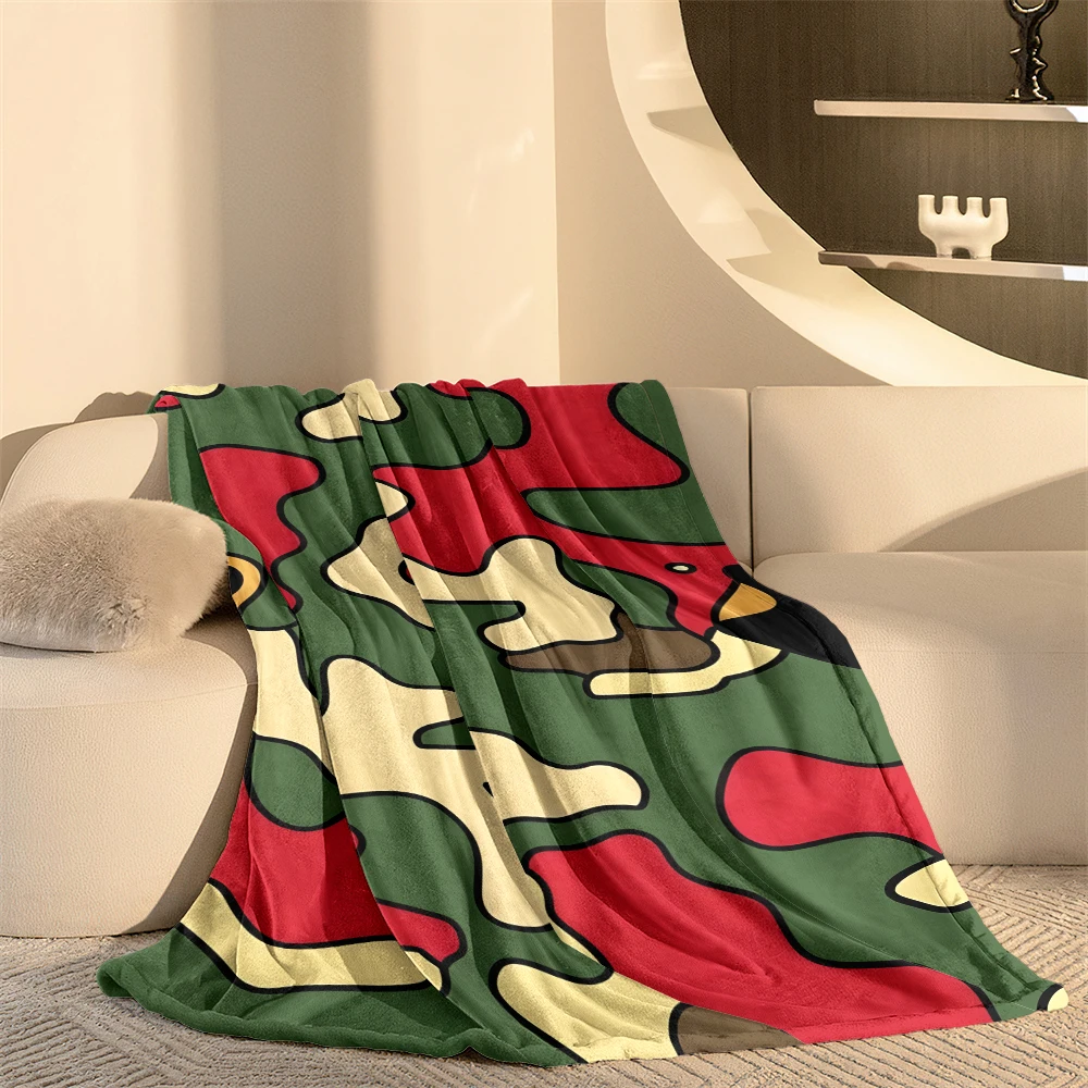 Colorful Cartoon Camouflage Flannel Blanket Soft Cozy Throw Blanket for Bed Sofa Couch Fuzzy Plush Bed Cover