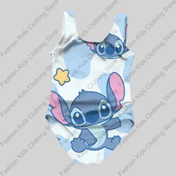 MINISO New Girls Summer Casual One-Piece Swimsuit Fashion Cartoon Cute Stitch 3d Printed Women Swimwear Sleeveless Swim Clothing