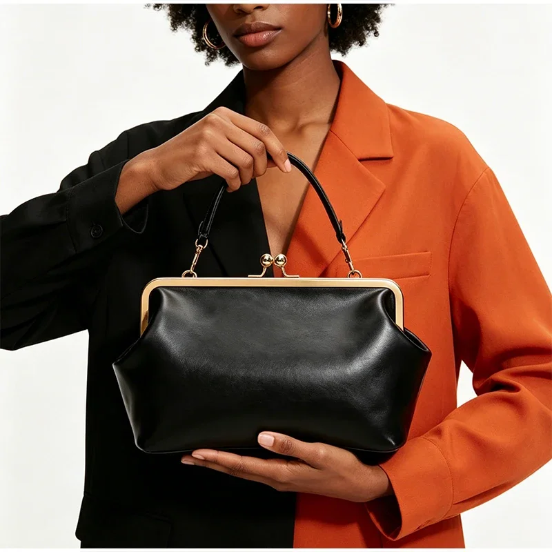 Retro-Rahmen-Clutch-Handtasche im europäisch-amerikanischen Stil, große Muscheltasche, Designer-Luxus-Abendtasche, modische Schultertasche – Detail 11
