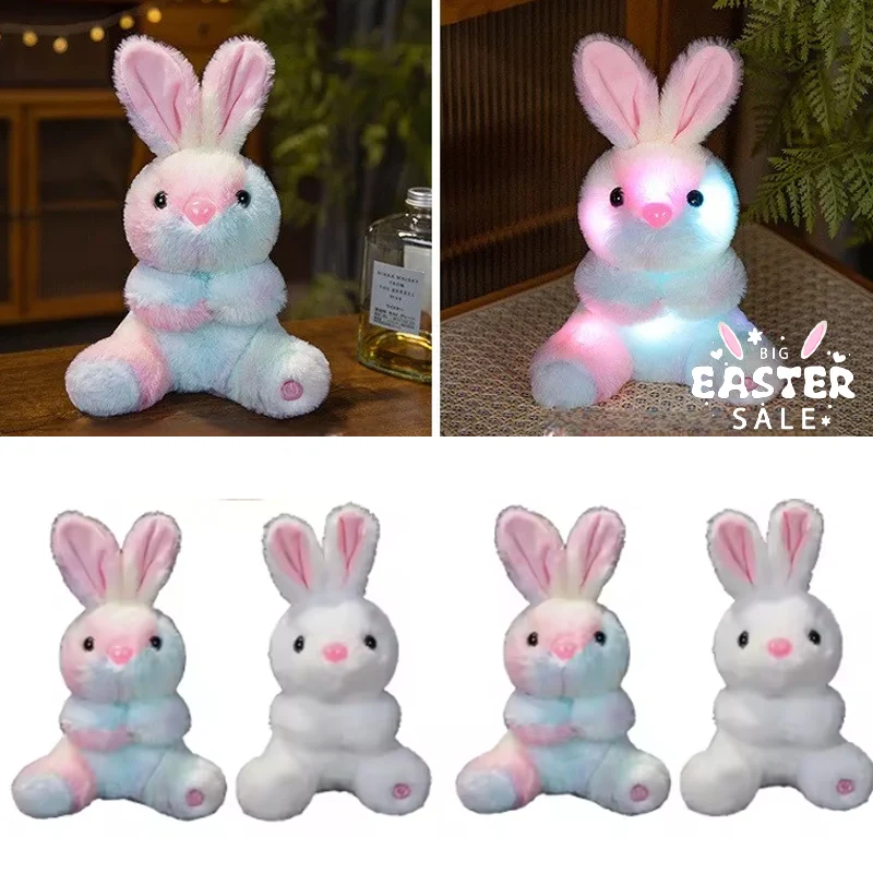 ตุ๊กตากระต่ายเรืองแสงในที่มืด ขนาด 25 ซม. สีชมพู พร้อมไฟกลางคืน เหมาะสำหรับเป็นเพื่อนเล่นก่อนนอนสำหรับเด็ก เป็นของขวัญ