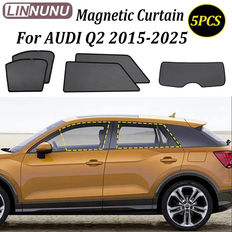 

LINNUNU Car Window Sunshade Magnetic Curtain For AUDI Q2 2015-2025 Auto Side Window Sunshade Curtains Exterior Trim sun shade