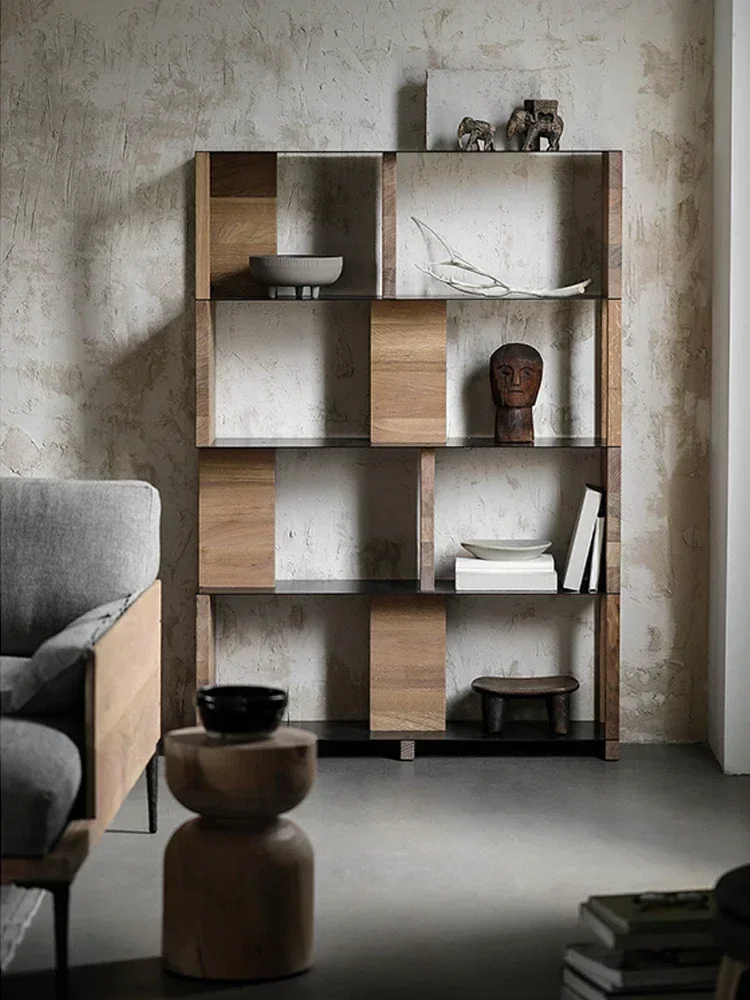 Stainless steel bookcases against the wall, metal shelves, multi-layer combination bookshelves to the floor