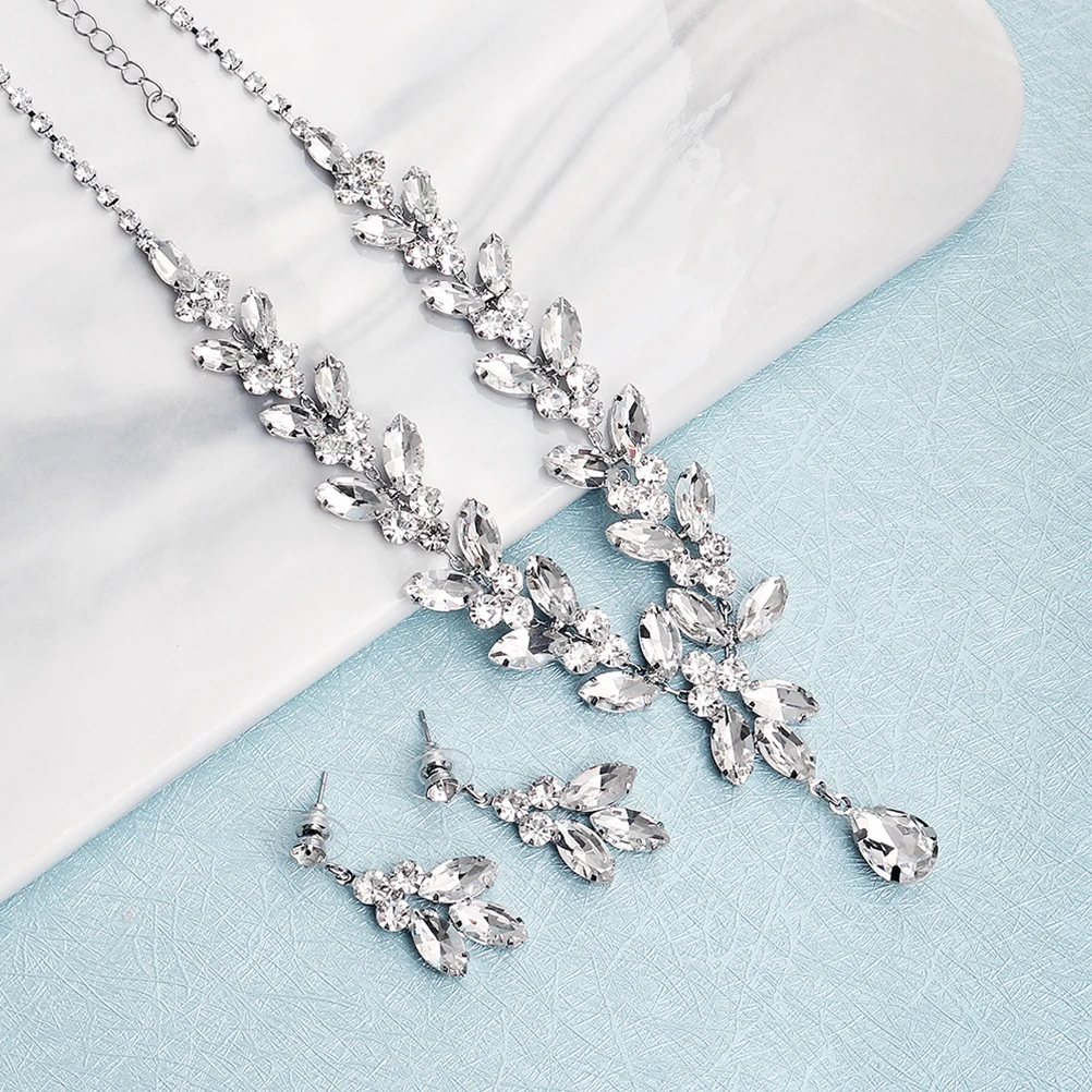 

Brides Wedding Jewelry Set Necklace Crystal European and American Bridal Pendant