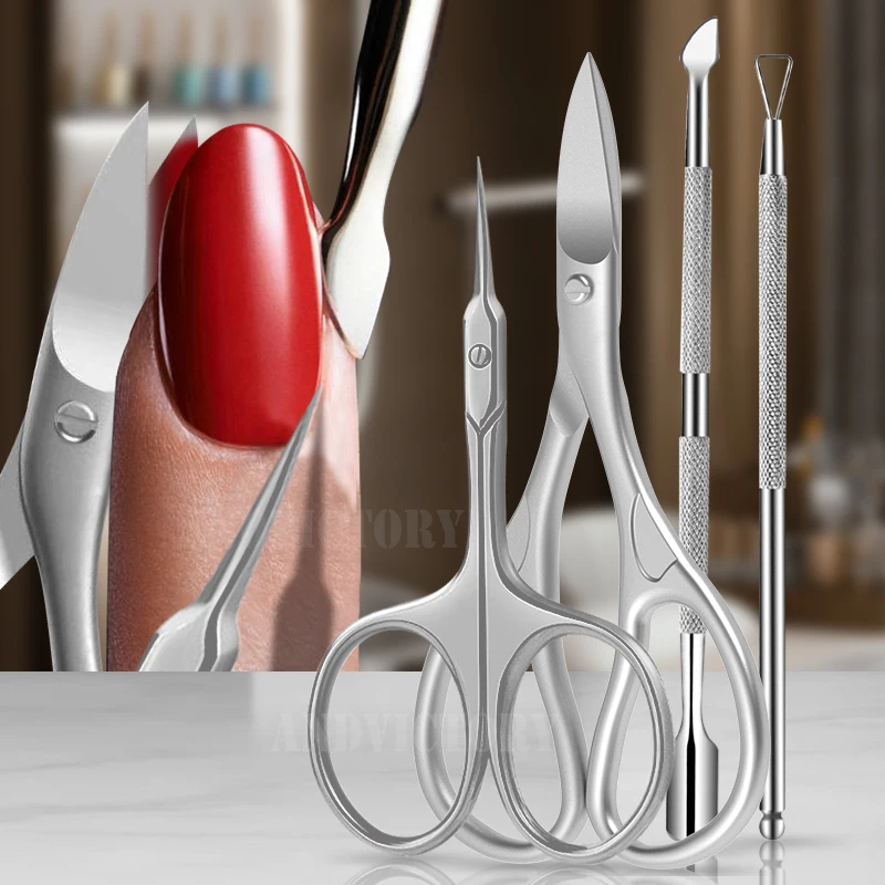 

3pcs/Set Nail Tool Stainless Steel Cuticle Nipper Spoon Cuticle Pusher Dead Skin Remover Scissors Trimmer Cutter Clipper