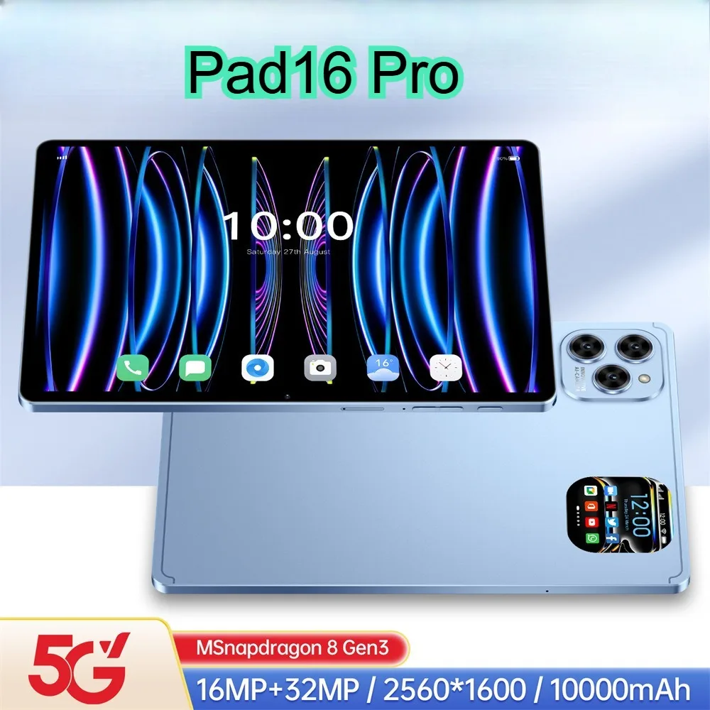 

Новый оригинальный планшет Pad 16 Pro с экраном 10,1 дюйма, глобальная версия, Android 15 4G 5G, Dual SIM, WIFI, GPS, 22 ГБ + 2 ТБ, 10000 мАч, планшеты-вкладки