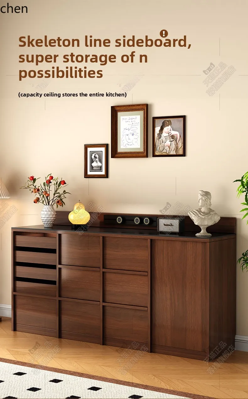 

LXC Rock Slab Sideboard Cabinet Against The Wall Integrated Living Room Tea Water Storage Cabinet Skeleton Line Low Cabinet