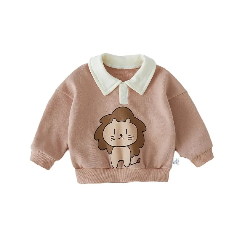 Autumn 2024 Infant Baby Girl Sweatshirt Animal Print Long Sleeve Newborn Girl Polo Shirt Striped Casual Toddler Girl Cotton Tops