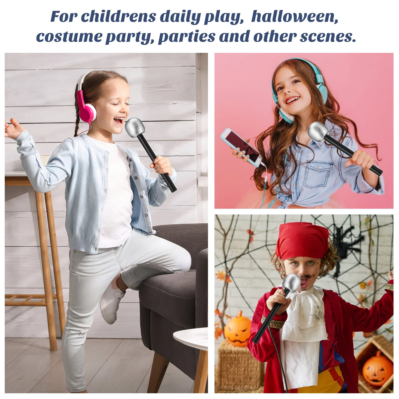 6 Pcs Mini Child Halloween Decor Pretend Microphone Role Play Haloween Party Supplies