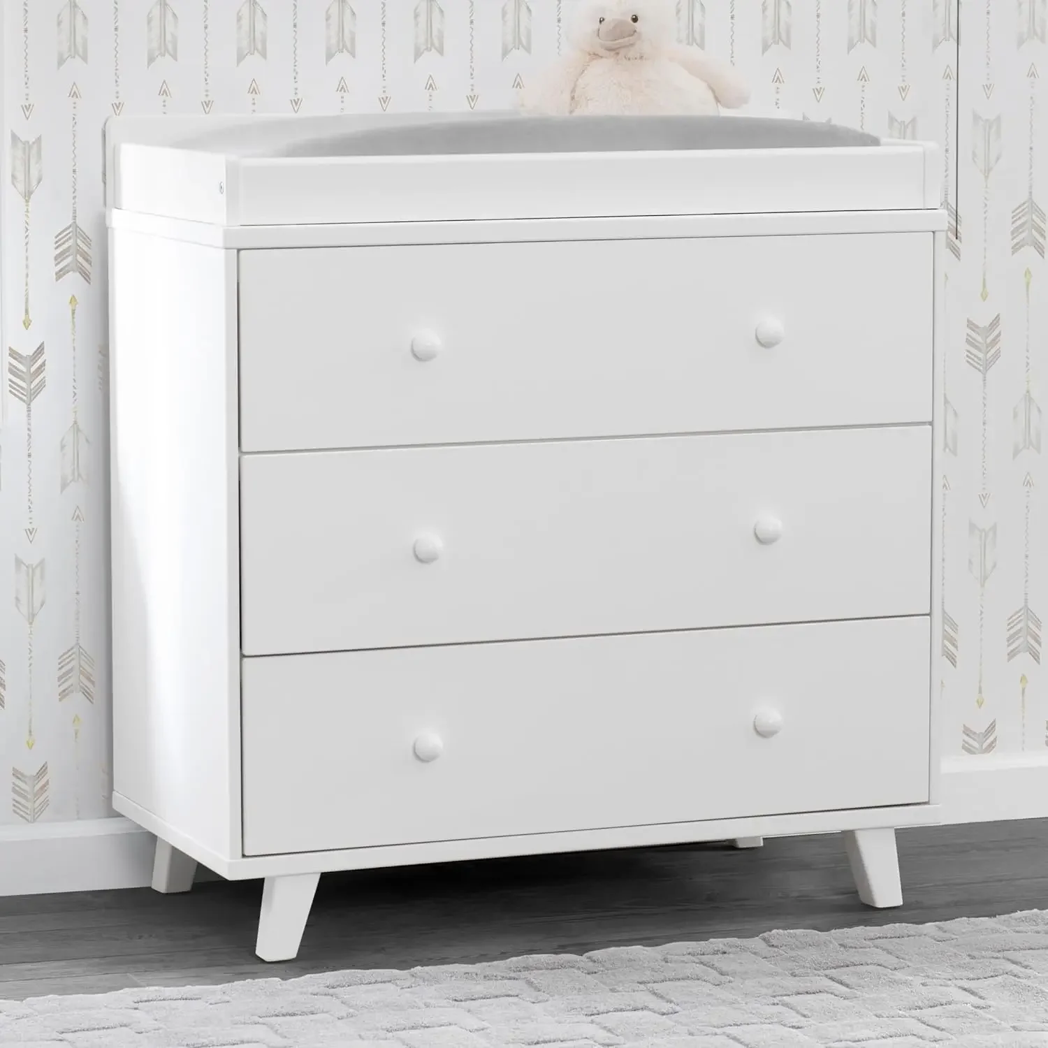 

3 Drawer Dresser with Changing Top and Interlocking Drawers - Greenguard Gold Certified, White