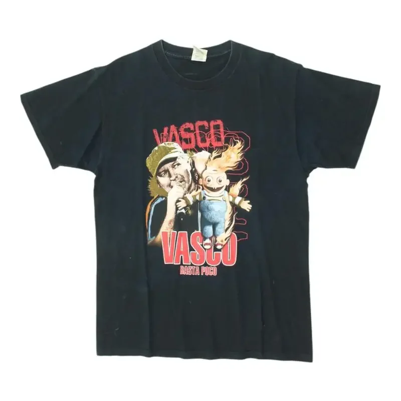 Camiseta Vasco Rossi Basta Poco para hombre, color negro, Fruit Of The Loom, estilo vintage italiano
