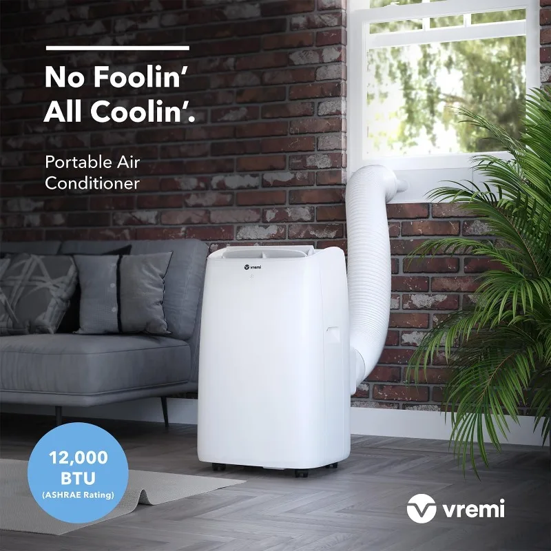 Vremi Ar Condicionado Portátil, 12000 BTU, Fácil de Mover Unidade de CA para Salas de até 350 pés quadrados, com Ventilador de Refrigeração Poderoso