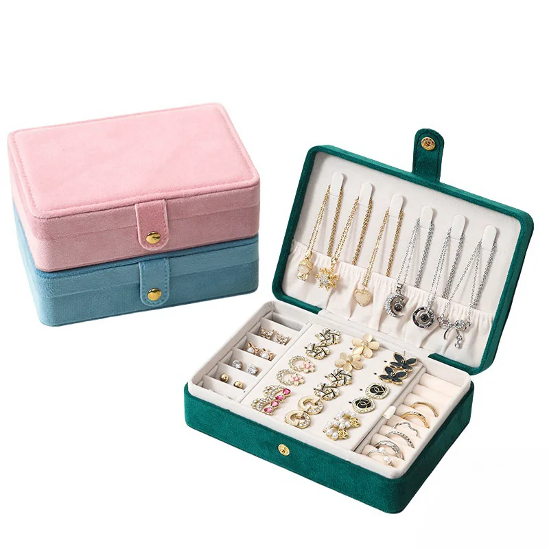 New Fashion High Quality Velvet Protable Jewelry Box Earrings  Holder 3 Colors