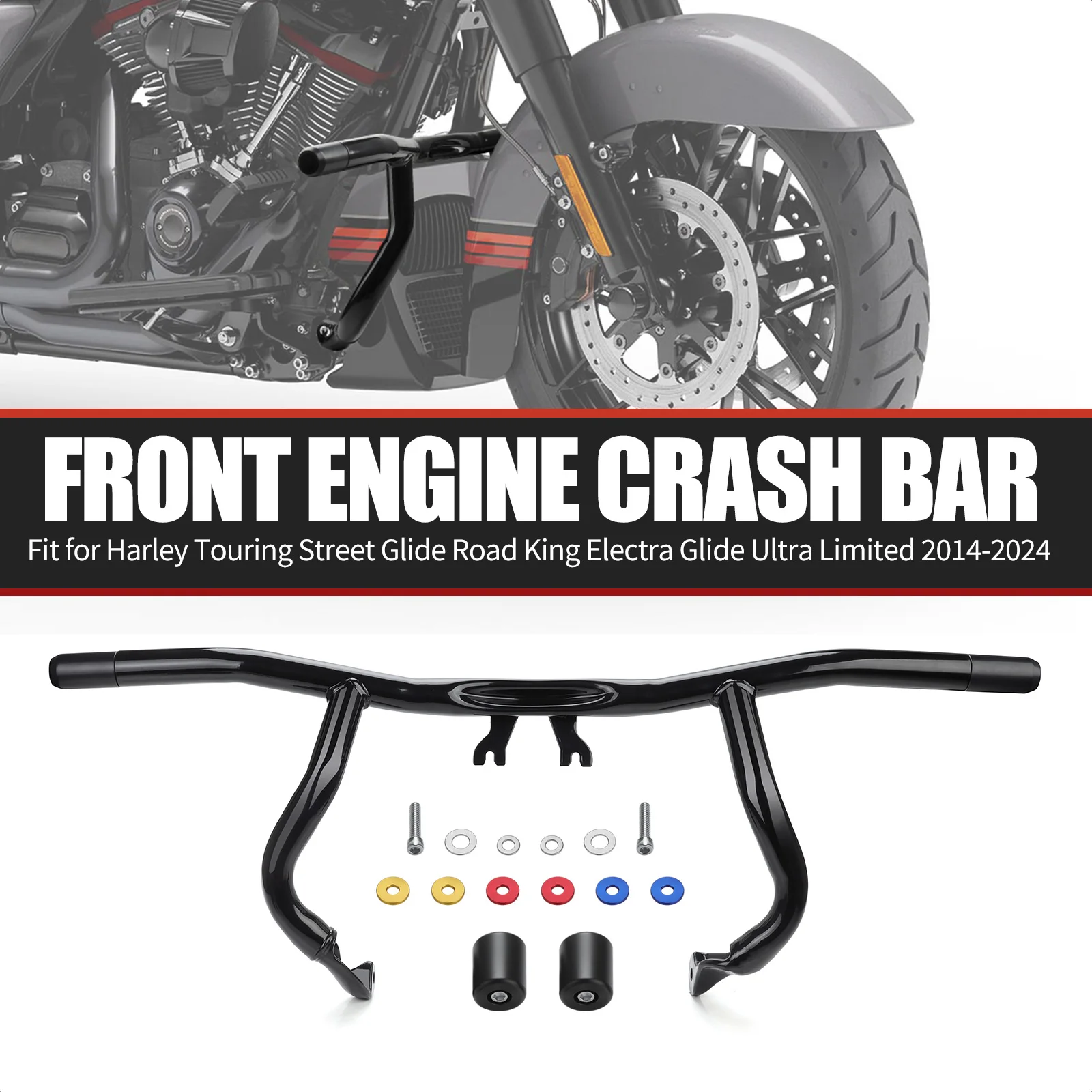 Front engine protection bar fits harley davidson touring cvo road glide fltrxstse st fltrx , street glide flhx 2023-2024