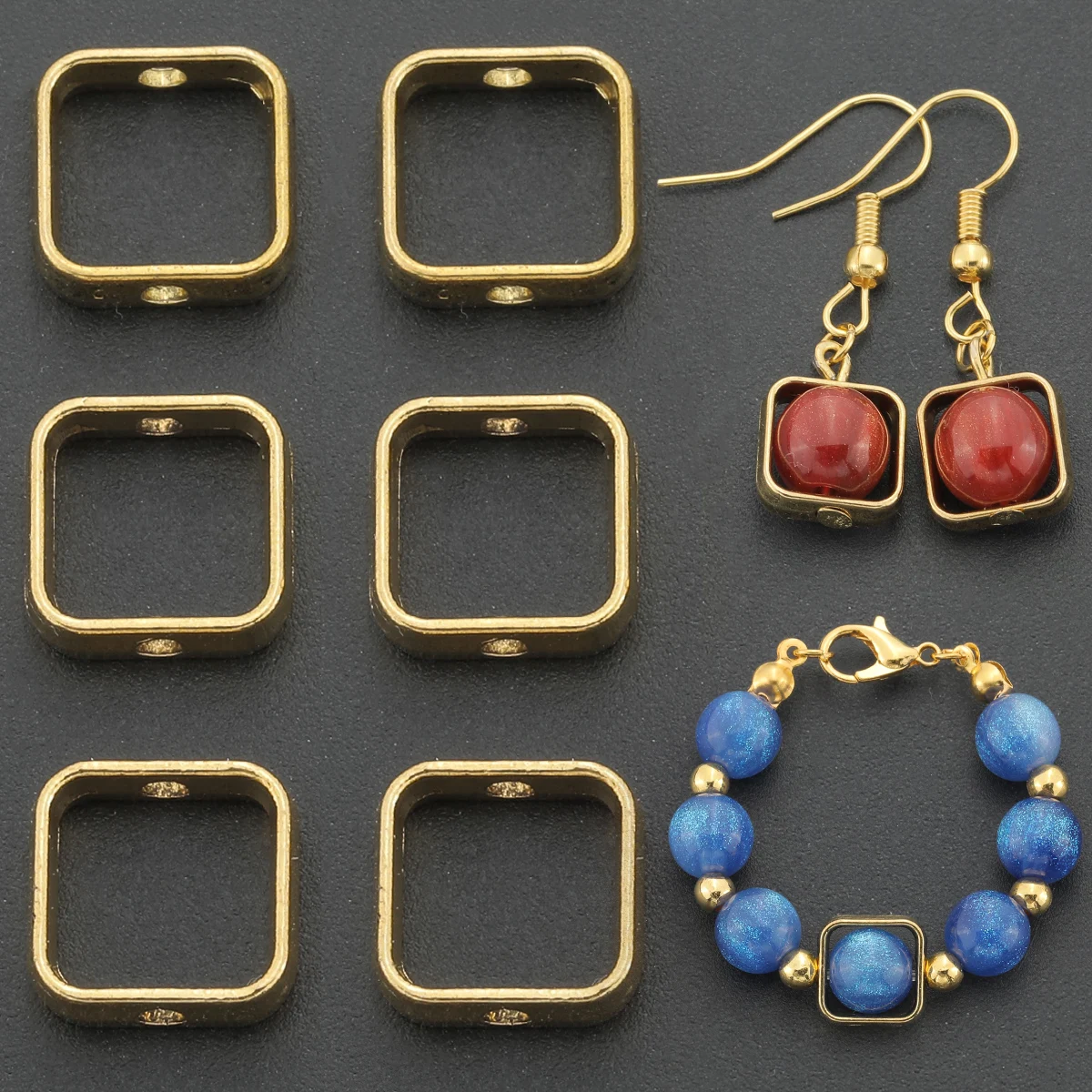 35 PCS Alloy Square Bezel - Suitable for DIY jewelry, bracelets, necklaces, keychains, and accessory making components.
