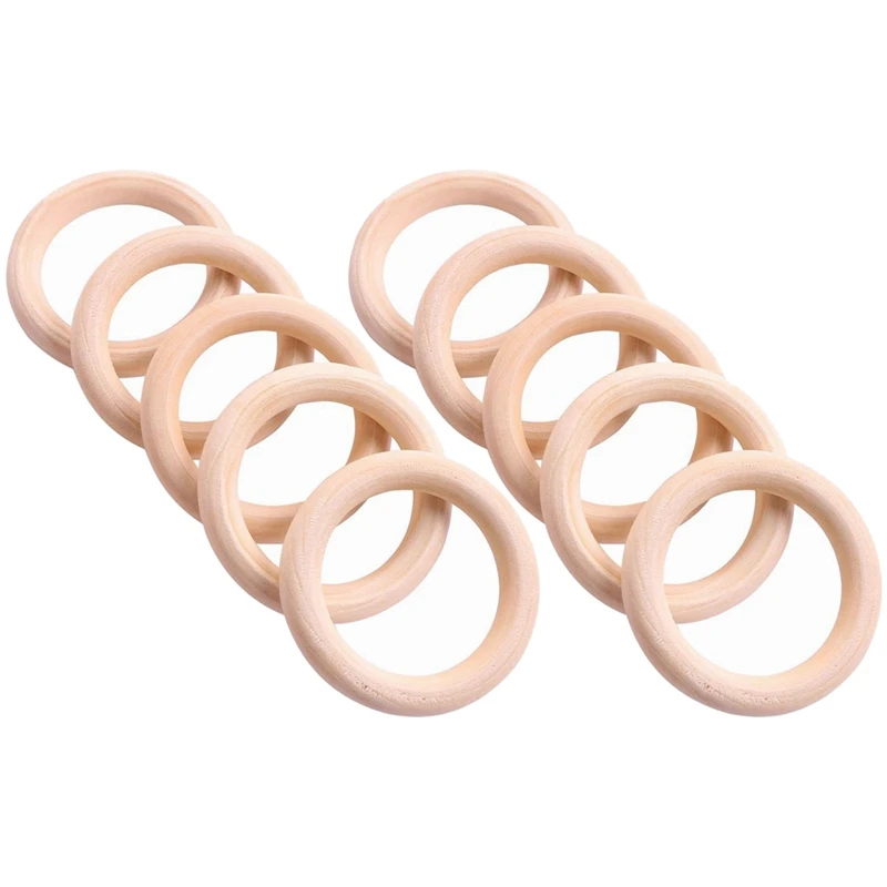 10Pcs Wooden Ring For Crafting DIY Craft Jewelry Making - 5Pcs 35Mm & 5Pcs 50Mm