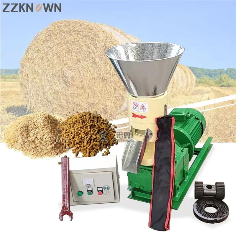 Small 100-150KG/H Wood Hammer Mill Sawdust Fuel Pellets Produce Machine Hop Granule Maker