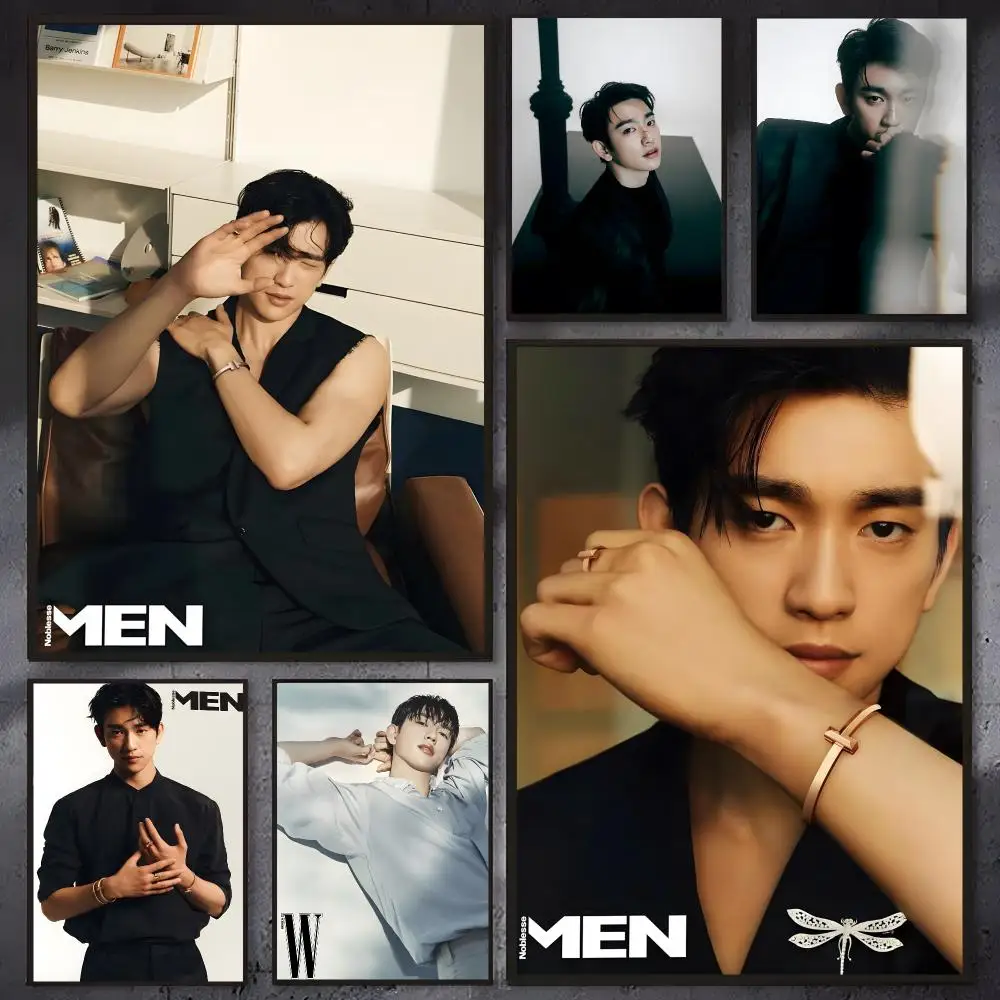 K-pop Jinyoung Poster Selbstklebender Wasserdichter Papieraufkleber Kaffeehaus Bar Raum Wanddekoration