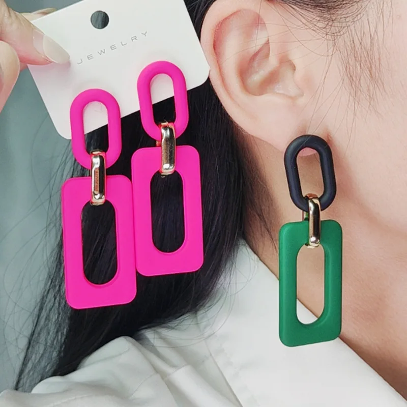 New Retangular Hollow Panel Earrings Fashion Retro European and American Geometric Jewelry Earrings For Women