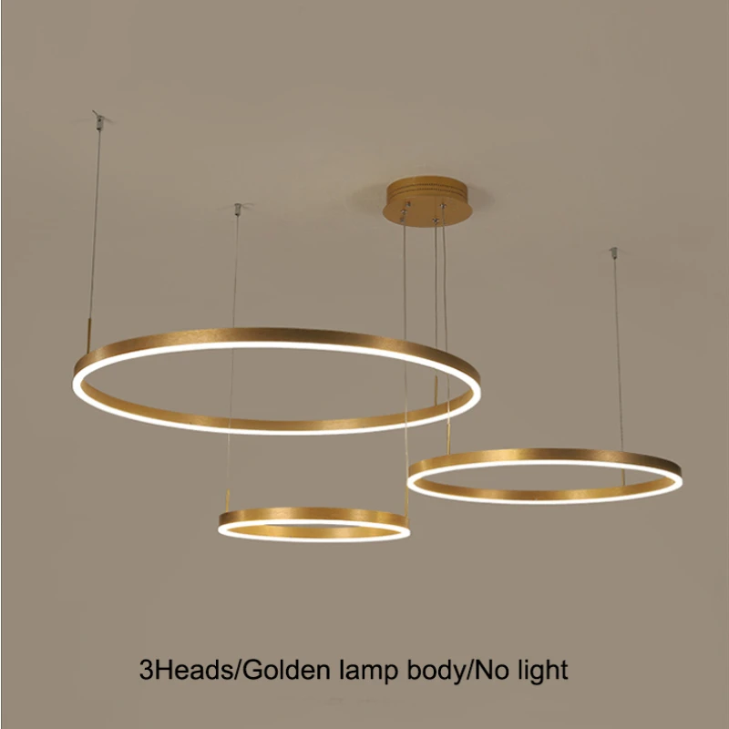 

2020 Modern Led Chandelier Home Lighting Brushed Rings Ceiling Mounted Chandelier Lighting Hanging Lamp Gold and Coffee color