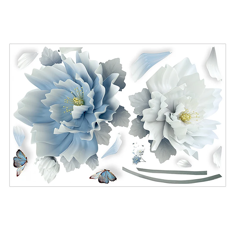 Brighten Up Your Space with our Colorful Floating Flower Background Wall Decals - Set of 2 Pieces