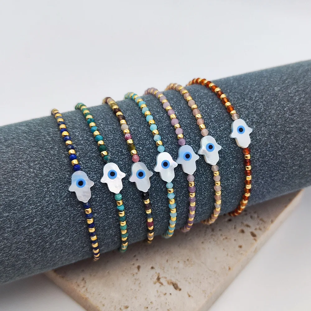Beaded bracelet Creativity Palm Eye Bohemia Pattern Crystal Hand weaving Adjustable Female Trend Simplicity Rice bead bracelet