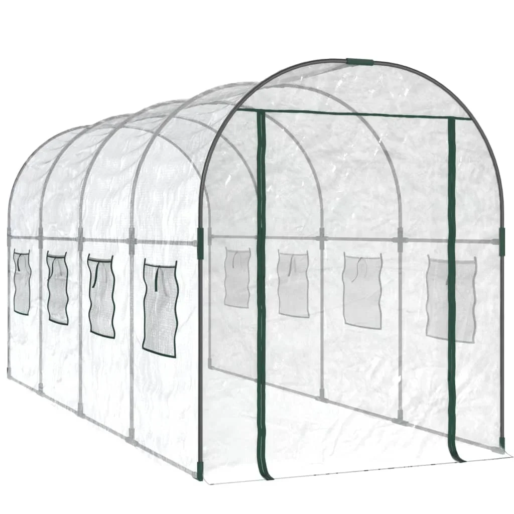 Transparent Greenhouse 160x400x cm PVC And Powder-coated Steel, Winter-resistant Polytunnel Garden Greenhouse