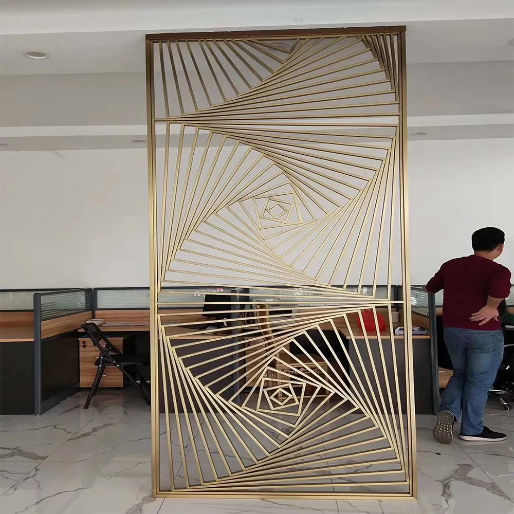 Stainless steel screen living room partition grid metal laser cutting KTV sales building hotel custom