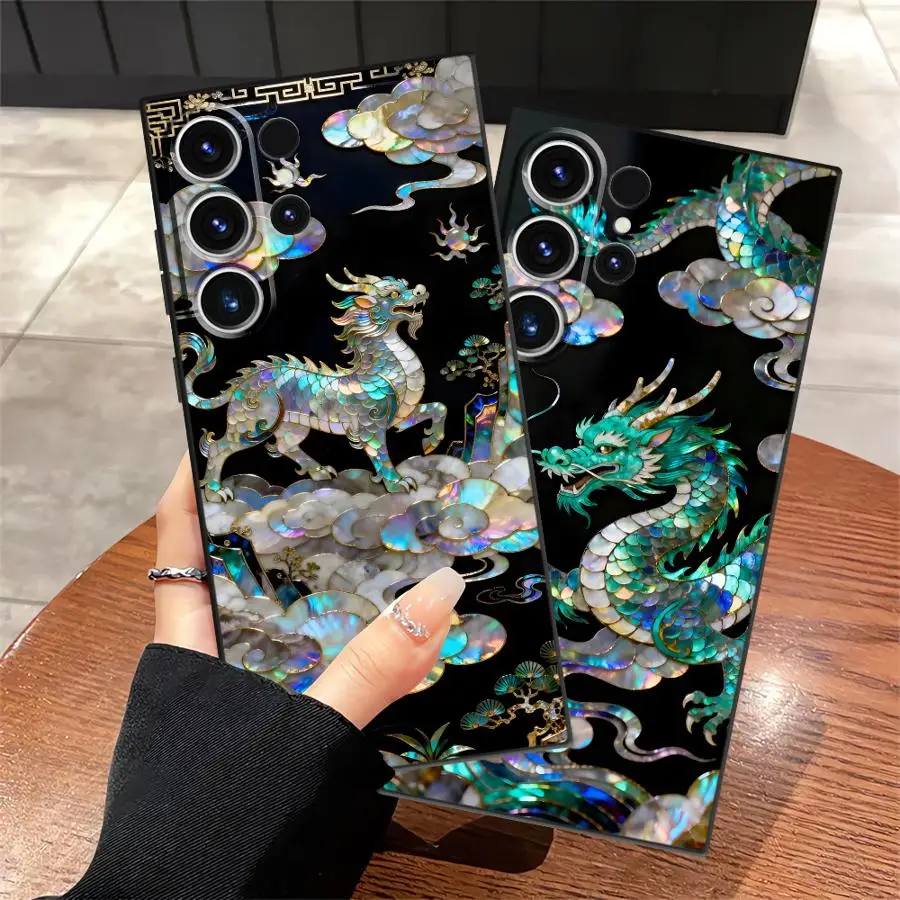 Green Dragon Clouds Art Case for Samsung Galaxy S26 Ultra Note 20 8 9 10 S10 S9 S21 FE S25 Plus S23 S20 Ultra S24 Funda Phone