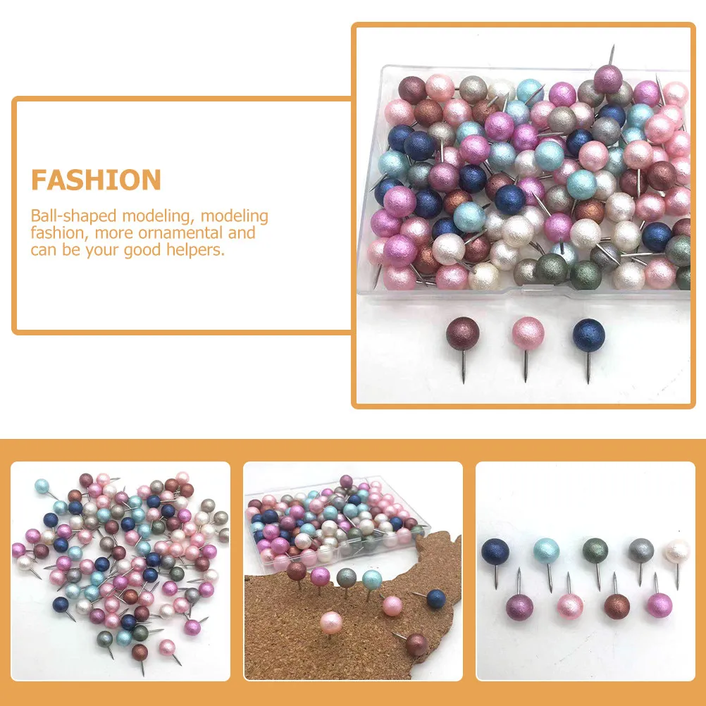 100Pcs Metal Ball-Shaped Pushpins Wear-Resistant Map Tacks for Marking Locations Favorite Cities Visited Places Art Craft