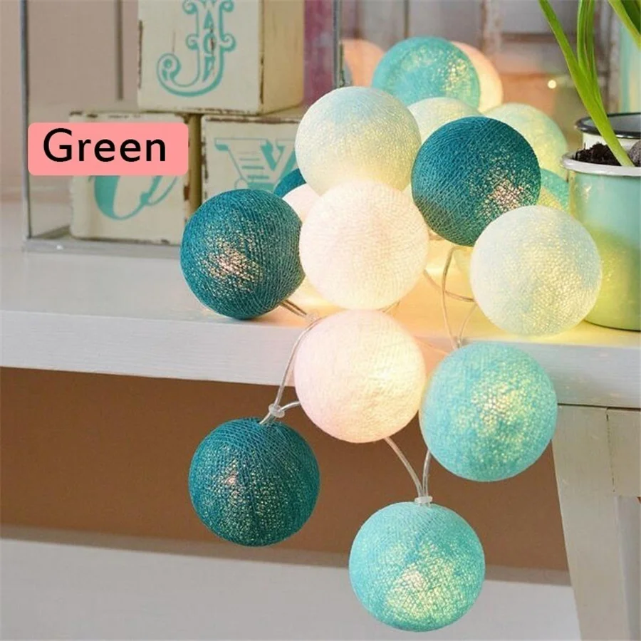 New 6cm Cotton Ball String Lights Battery/USB Powered Fairy Garden Lights Garland for Bedroom Party Wedding Christmas Decoration