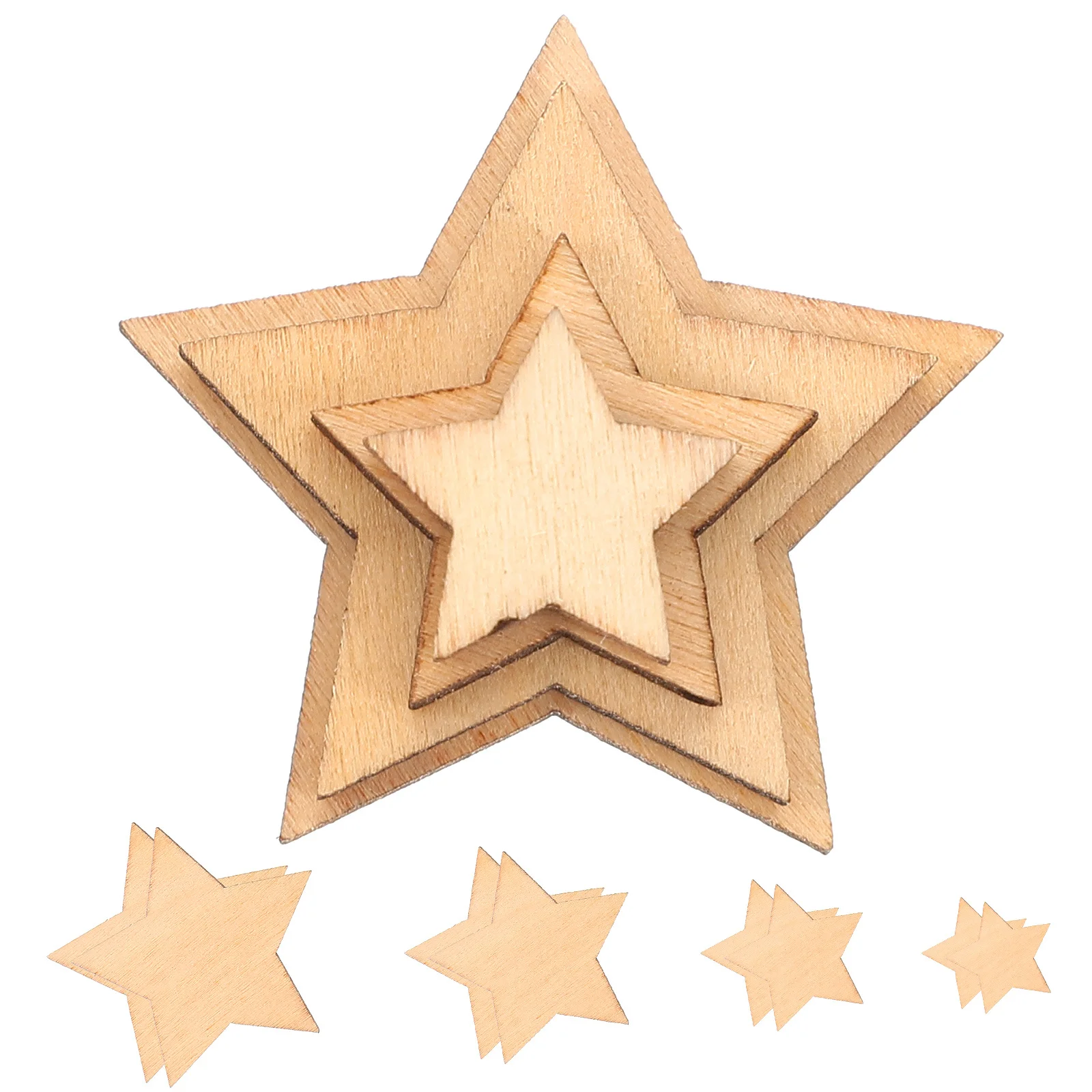 

100Pcs Wooden Craft Shapes Star Discs Assortment 1.4-3.57cm Ideal for Painting Staining Glitter Projects DIY Scrapbooking