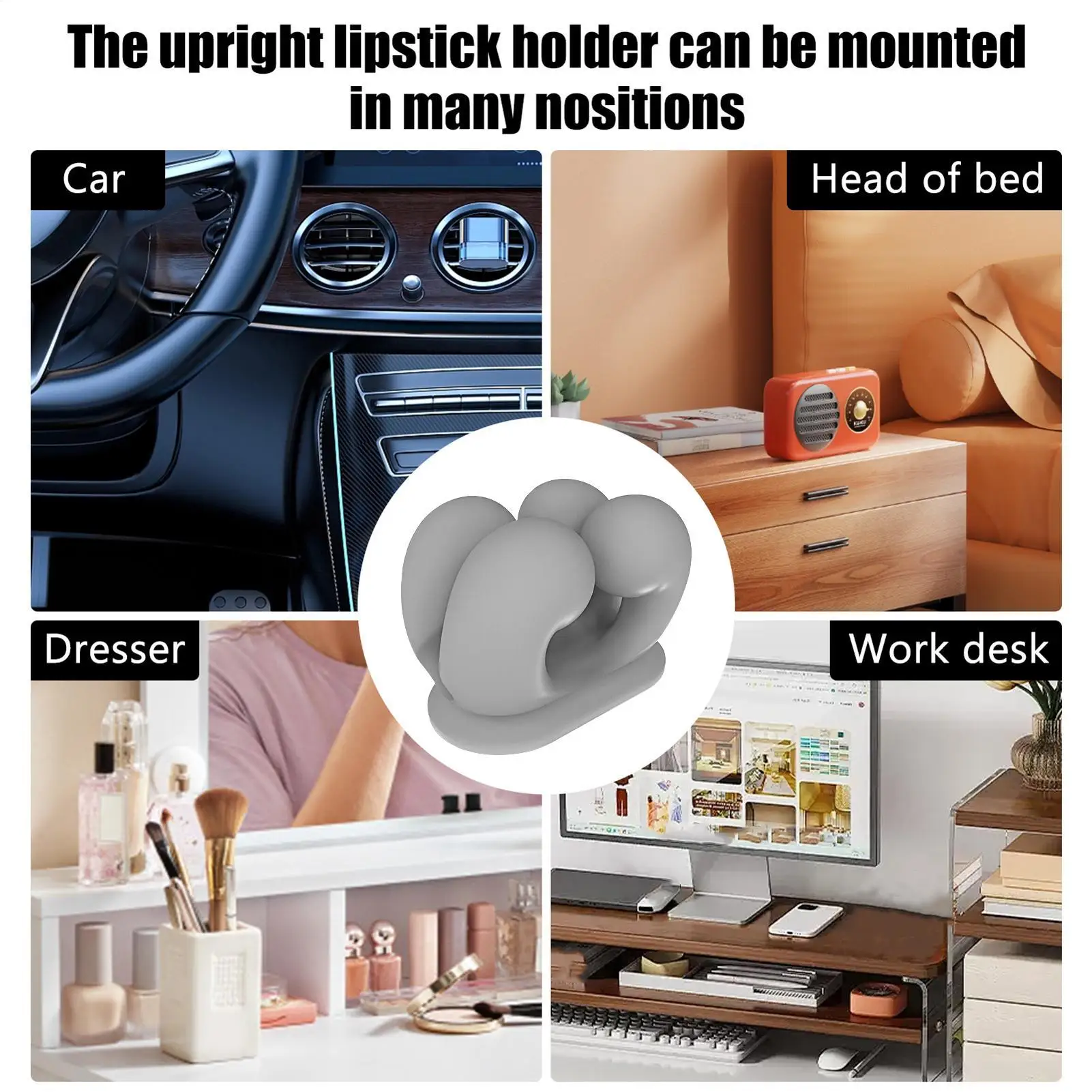 Silicone Toothbrush Holder Car Lip Balm Holder Multi Purpose Seamless Removable Clamp Organizer For Men Kitchen Bathroom Door view 5