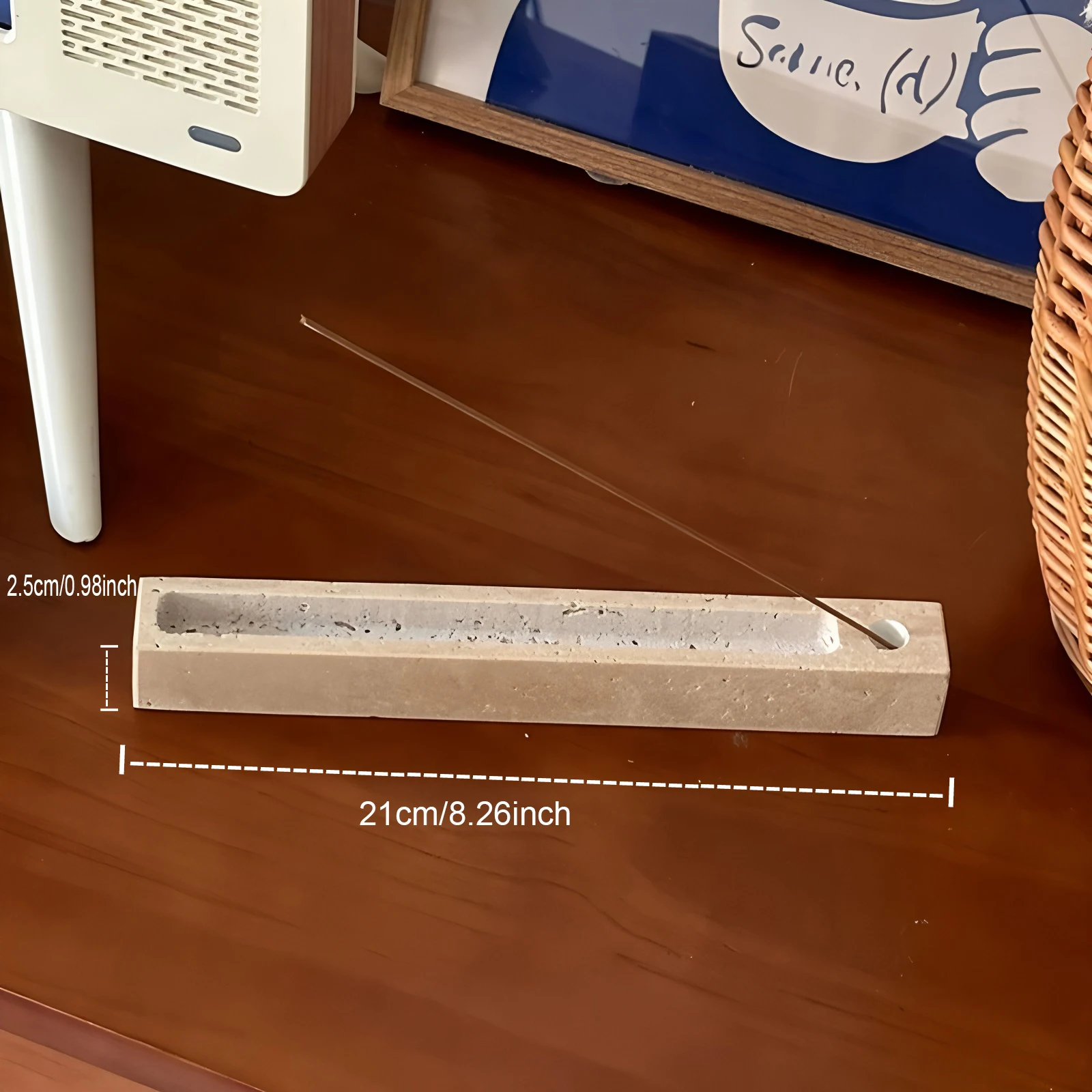 Travertine Incense Tray Rectangular Burner for Sage Bundles, Palo Santo Sticks, Minimalist Zen Decor,Living Room Essentials
