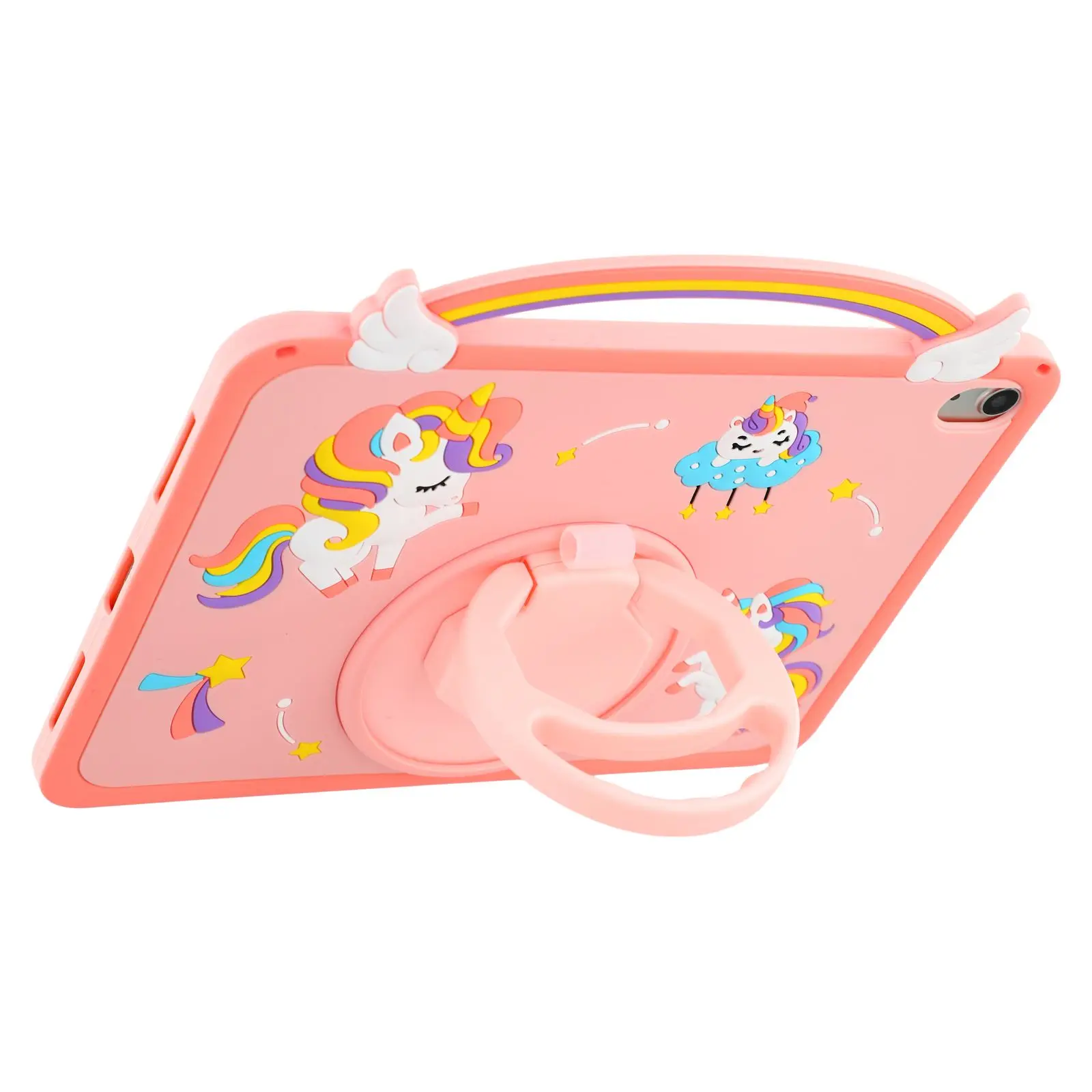 For iPad (2025) / 10.9 (2022) Case Handle Rotating Kickstand Unicorn Silicone Tablet Cover