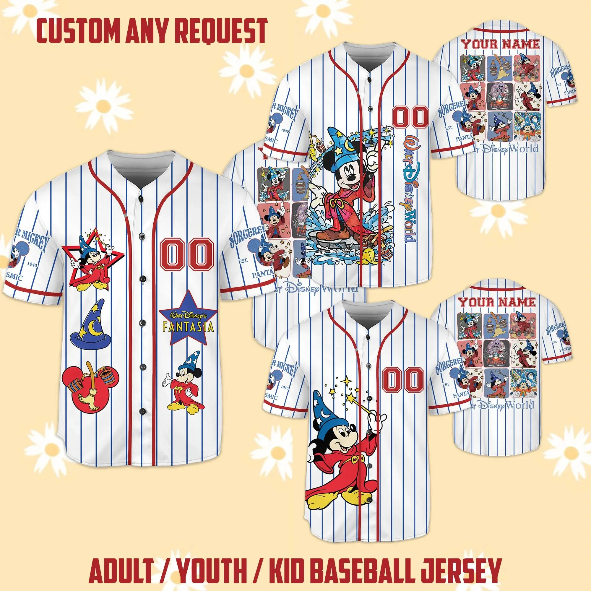 

Disney Fantasia Movie Baseball Jersey Fantasia Sorcerer Mickey Jersey Disney Travel Jersey Disney Movie Fan Disneyland Shirt