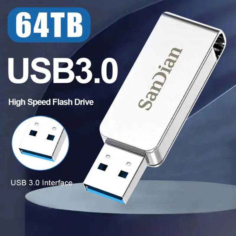 Original 64TB USB Flash Drive U Disk USB 3.0 Interface High Speed 1TB 2TB 16TB Large Capacity 64TB Metal Pendrive Memoria Stick