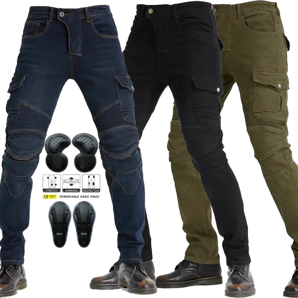 

Новые мотоциклетные джинсы для мужчин, черно-синие, с улучшенной защитой, съемные, для гонок, всесезонные, повседневные, модные, для дорожных мотоциклистов