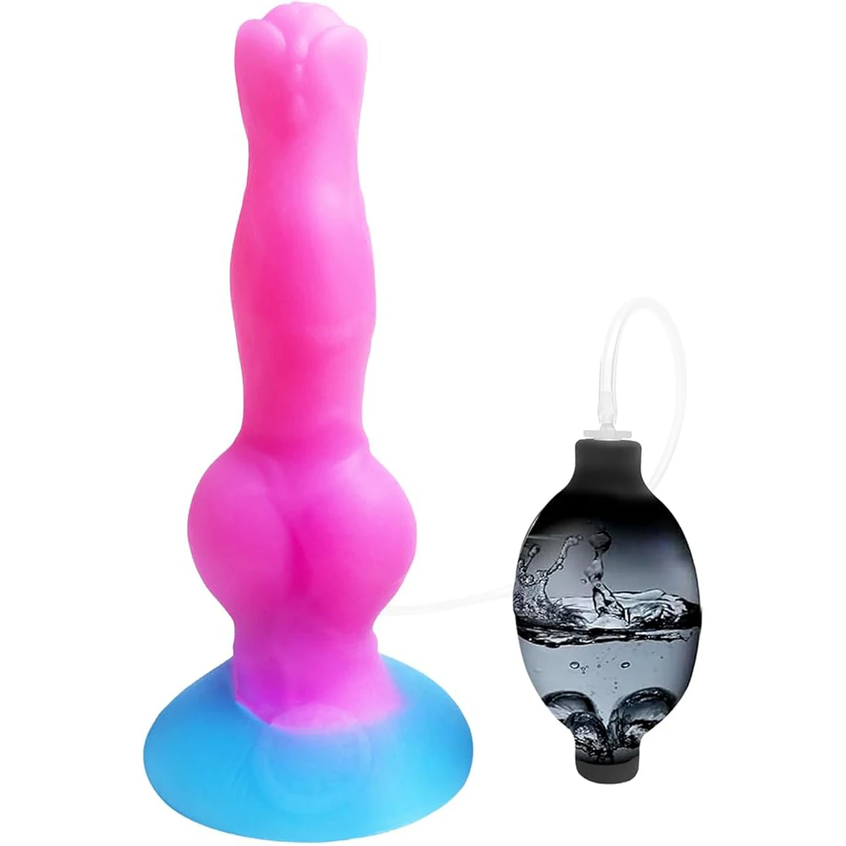 Dildo inflable con forma de pene monstruoso, eyaculador y eyaculador de líquidos, para ducha anal, enema, tapón anal, limpiador vaginal, juguete sexual para mujeres.