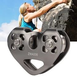 Aluminum Pulley Zipline Swivel Pulley Rock Climbing Aluminum with Tandem Speed Double Trolley for Mountaineering Climbing Pulley