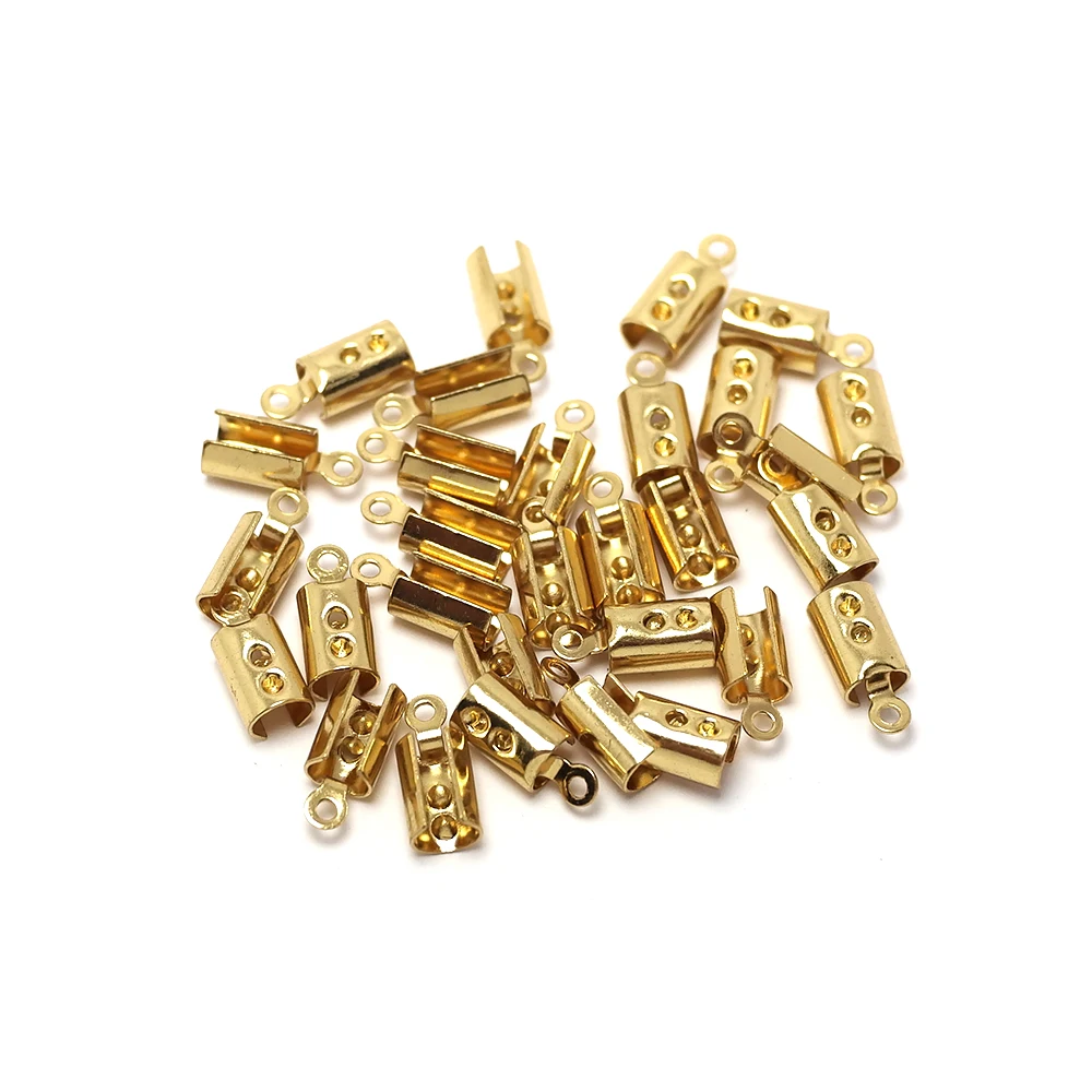 

20pcs Gold Color Plated Stainless Steel Crimp End Tips,Feather Leather Cord Chain Ends Connector,Earring Jewelry Necklace Making