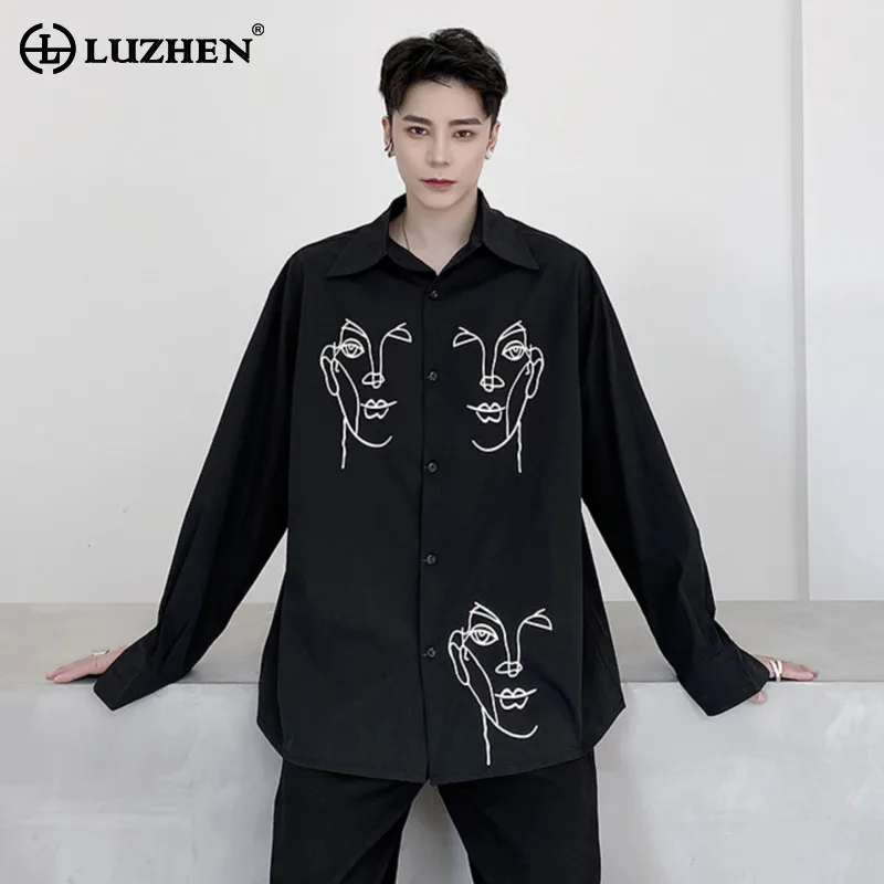 

LUZHEN свободные повседневные рубашки с индивидуальным принтом для мужчин, осень 2023, оригинальные модные темпераментные мужские топы с длинными рукавами JY4118