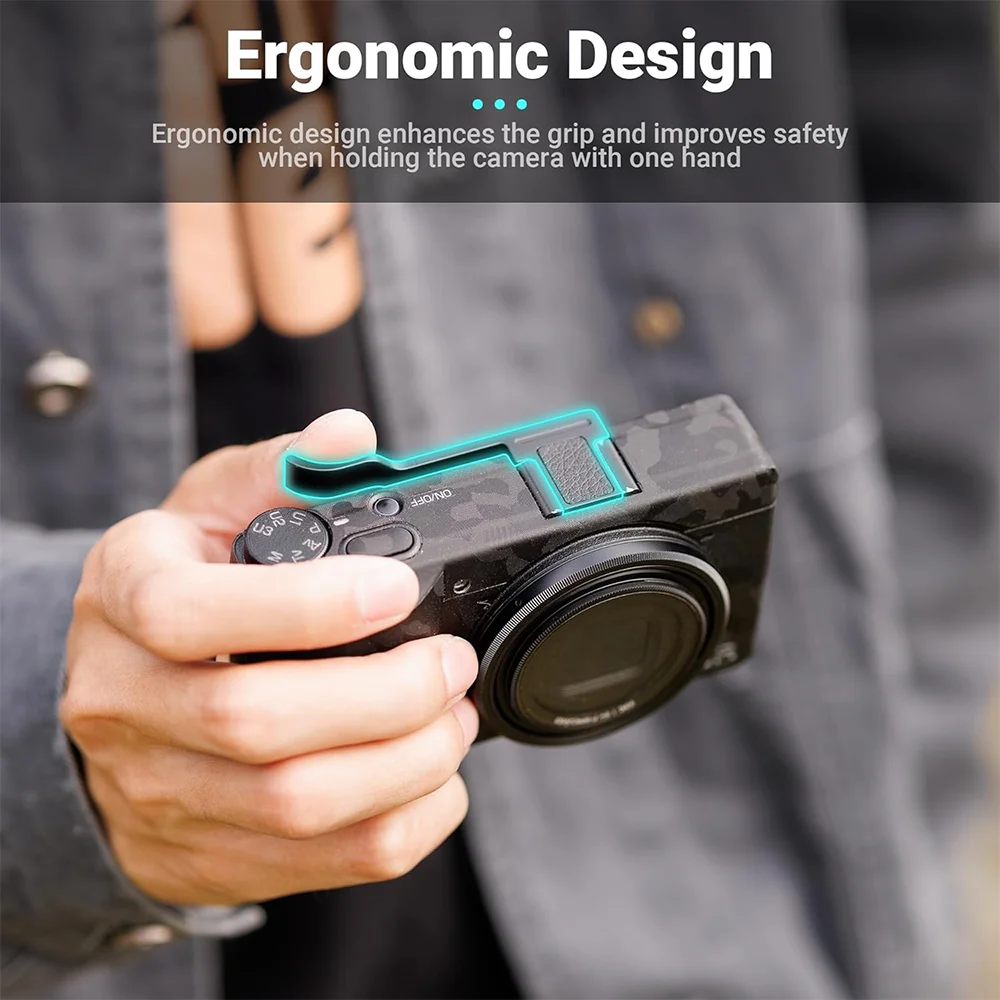 JJC Metal Thumbs Up Grip for Ricoh GR III HDF GR3 HDF GR IIIx GR IIIx HDF GR3x HDF Hot Shoe Thumb Support Ricoh Accessories