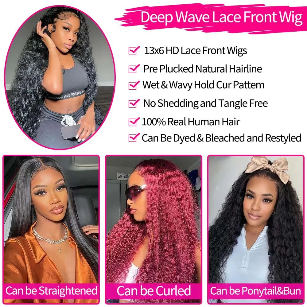 13x6 شعر مستعار موجة عميقة شعر الإنسان 250 كثافة HD الدانتيل الباروكات الأمامية غلويليس مجعد الباروكات شعر الإنسان قبل قطعها مع شعر الطفل