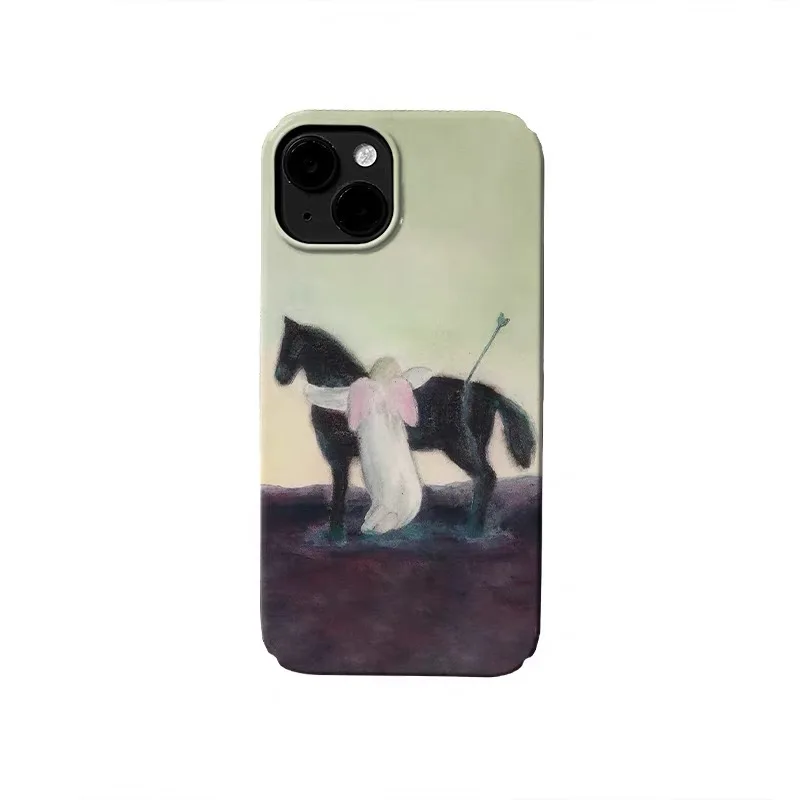 

Чехол для телефона Green Angel and Horse для IPHONE 17 Air 16E 15 PROMAX 14 Plus 13 12 MINI 11 PRO 16Plus XR XS MAX, акриловый чехол для телефона