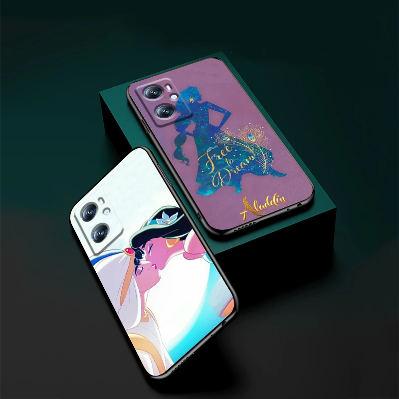 Aladdin Jasmine Princess For OPPO Find X6 X5 X3 A54S A5 A94 A16 A53S A57 A74 A72 A98 A78 A96 A9 5G Black TPU Phone Case