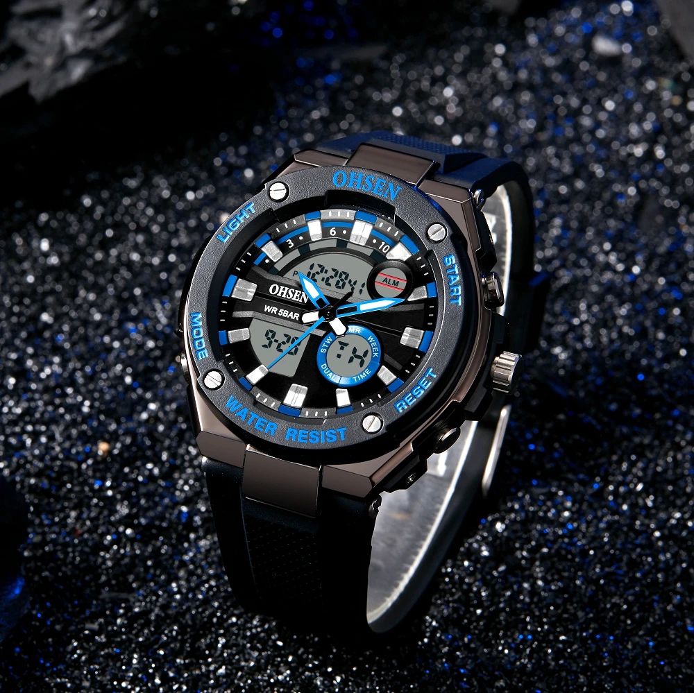 

New Fashion Digital Quarz Watches For Men Blue Waterproof Big Dial Tactical Men's Wristwatch Led Electronic Reloj hombre Clocks