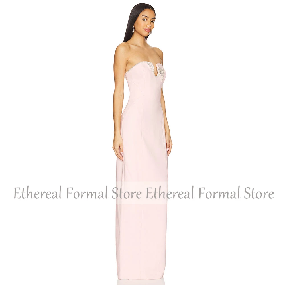 Элегантное розовое вечернее платье для свадьбы без бретелек без рукавов вечернее платье длиной до пола, женское платье для выпускного вечера с бисером