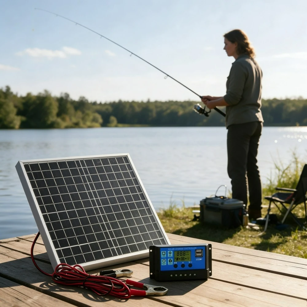 Portable Camping Hiking Solar Generation Kit 12W Monocrystalline Aluminum Solar Panel 12V Smart Charge Controller Off Grid RV
