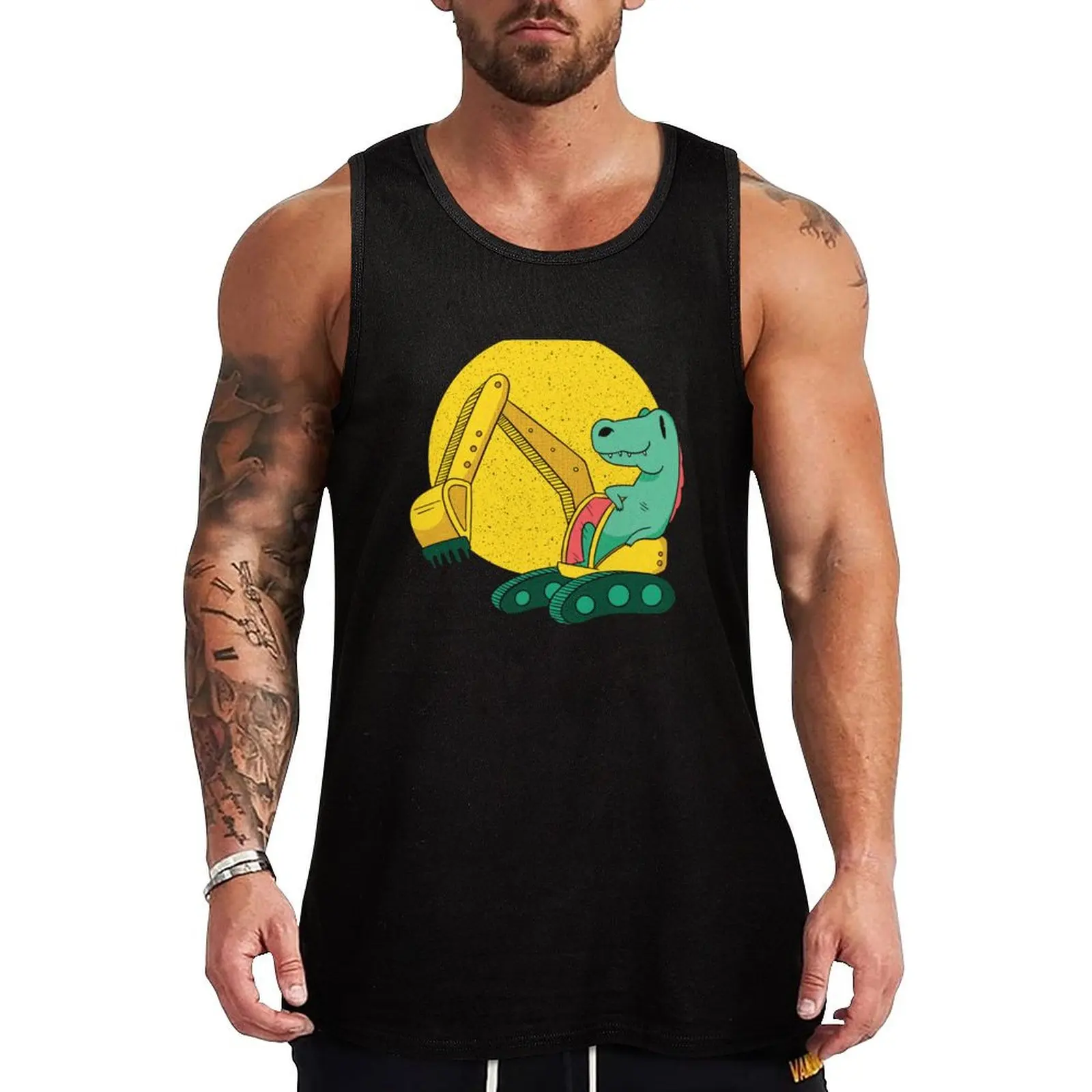

EXCAVATOR DINOSAUR Tank Top t-shirt for man basketball clothing T-shirt male sleeveless t-shirts for men