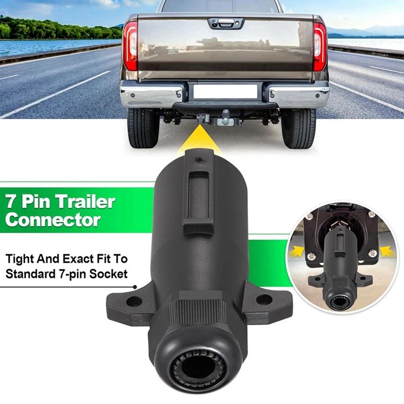 7 Pin Trailer Plug Waterproof, Round RV-Style 7 Way Trailer Plug, Detachable 7 Pin Trailer Connector Adapter Male End